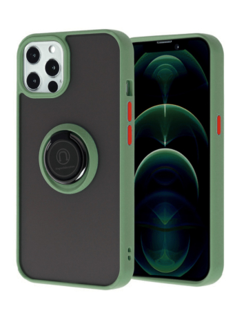 iPhone 13 Pro Max Hard PC Rear / Soft TPU Colorful Border Case with I - ring Holder - DARK GREEN (Only Ground Shipping)