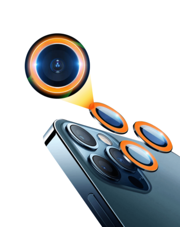 Stock up on the orange glow in the dark camera lens with HD tempered glass for iPhone 13 Pro Max and 13 Pro.

