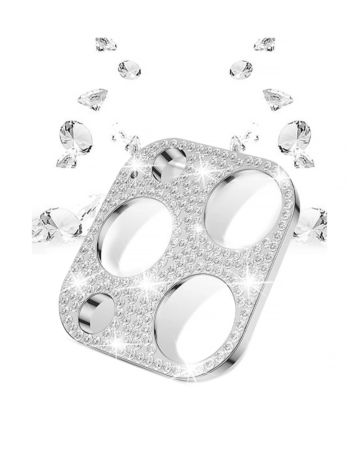 Grab the wholesale deals on the silver back camera diamond frame for iPhone 13 Pro and 13 Pro Max.

