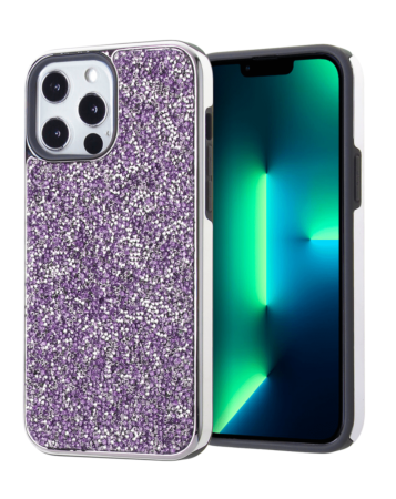 Bling Diamond Dual Layer Protection Case - PURPLE for iPhone 13 Pro (Only Ground Shipping)