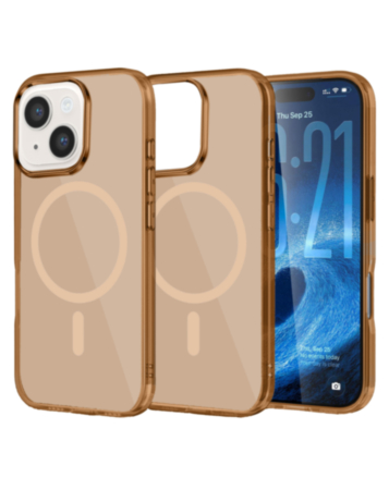 Transparent Magnetic Shockproof Case - BROWN for iPhone 14 (Only Ground Shipping)