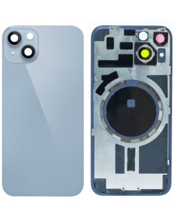 Grab the wholesale deals on the blue back glass with frame and MagSafe magnet for iPhone 14, no logo.
