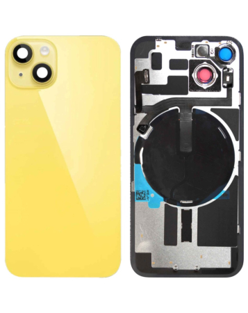Order the yellow back glass with frame, wireless NFC charging flex, and MagSafe magnet for iPhone 14, no logo.