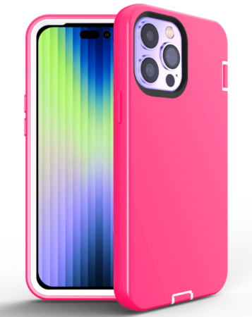 Silicone Design Heavy Duty Case - PINK for iPhone 14 Pro (Only Ground Shipping)