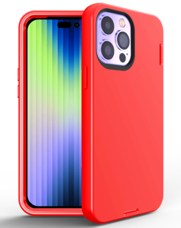 Silicone Design Heavy Duty Case - RED for iPhone 14 Pro Max (Only Ground Shipping)