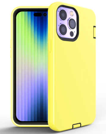 Silicone Design Heavy Duty Case - YELLOW for iPhone 14 Pro (Only Ground Shipping)
