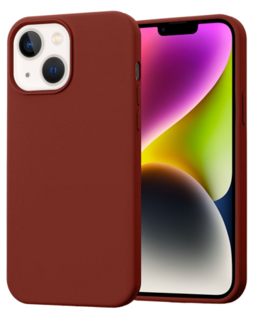 Soft Solid Silicone Case (Full Buttom Cover) - DARK RED for iPhone 13 / 14 / 16e / 17e (Only Ground Shipping)