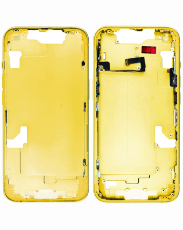 Stock up on the yellow middle frame with small parts for iPhone 14 international version.