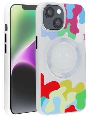 Happy Face Wireless Charging Case - WHITE for iPhone 14 Pro Max (Only Ground Shipping)