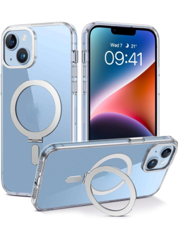 Carbon Wireless Charging Case with Ring Stand - CLEAR for iPhone 14 / 13 (Only Ground Shipping)
