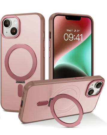 Carbon Wireless Charging Case with Ring Stand - PINK for iPhone 14 / 13 (Only Ground Shipping)