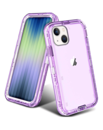 iPhone 14 Plus / 15 Plus Transparent Shockproof Case - PURPLE (Only Ground Shipping)
