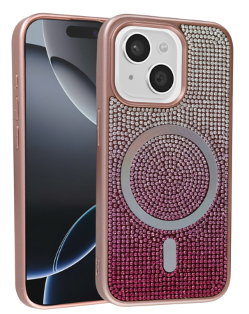 Wireless Charging Bling Diamond Crystal Case - ROSE GOLD for iPhone 13 / 14 (Only Ground Shipping)
