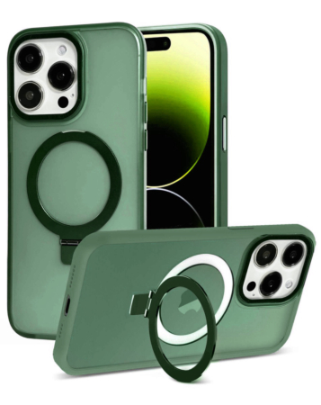 Carbon Wireless Charging Case with Ring Stand - GREEN for iPhone 14 Pro Max (Only Ground Shipping)