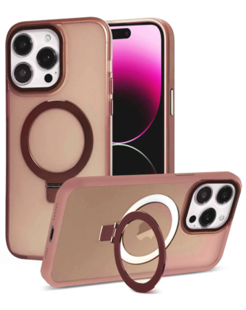 Carbon Wireless Charging Case with Ring Stand - PINK for iPhone 14 Pro Max (Only Ground Shipping)