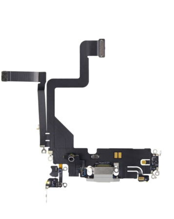 Shop the charging port flex cable for iPhone 14 Pro in Silver, aftermarket.