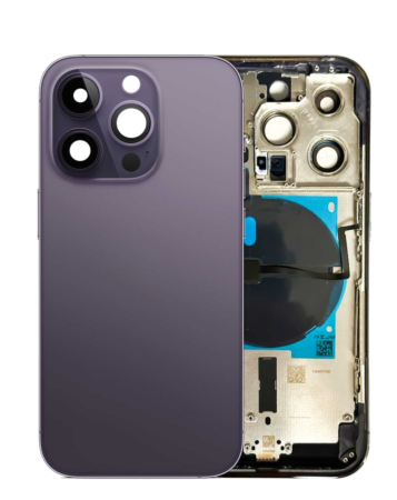 Purchase the back housing frame with small components pre-installed for iPhone 14 Pro in Deep Purple, US version, no logo.