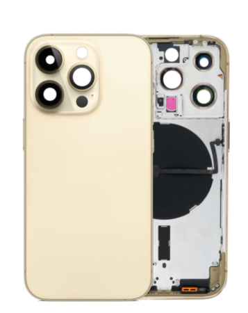 Back Housing Frame with Small Components Pre-Installed for iPhone 14 Pro (NO LOGO) (International) (GOLD)