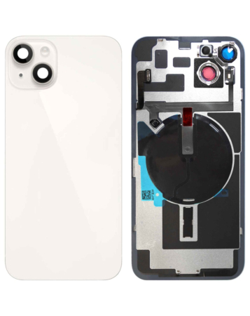 Grab the wholesale deals on the back glass with frame, wireless NFC charging flex, and MagSafe magnet for the iPhone 14 Plus — in Starlight, no logo.