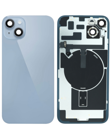 Stock up on the back glass with frame and MagSafe magnet for the iPhone 14 Plus — in Blue, service pack.