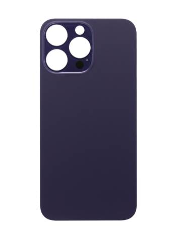 Stock up on the Back Glass with a Bigger Camera Hole for iPhone 14 Pro Max in Deep Purple, no logo.
