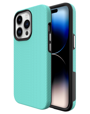 Shock Absorption Protective Dual Layer Case - TEAL for iPhone 14 Pro (Only Ground Shipping)