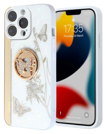 Luxury Diamond Shiny Cases with Ring - Style 35 for iPhone 14 Pro Max (Only Ground Shipping)