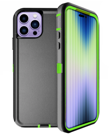 Heavy Duty Case for iPhone 14 Pro Max (BLACK & GREEN) (Only Ground Shipping)