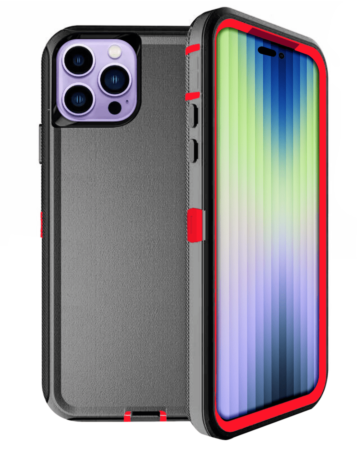 Heavy Duty Case for iPhone 14 Pro Max (BLACK & RED) (Only Ground Shipping)
