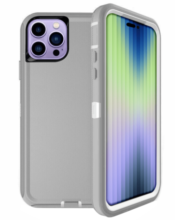 Heavy Duty Case for iPhone 14 Pro Max (GRAY & WHITE) (Only Ground Shipping)