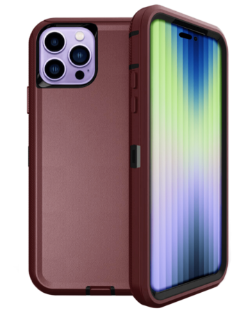 Heavy Duty Case for iPhone 14 Pro Max (MAROON & BLACK) (Only Ground Shipping)