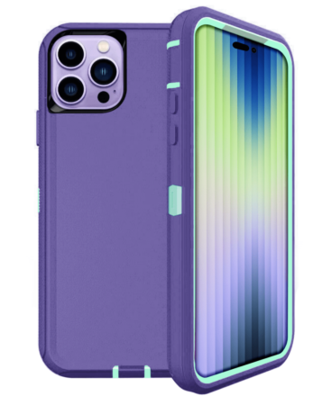 Heavy Duty Case for iPhone 14 Pro Max (PURPLE & TEAL) (Only Ground Shipping)