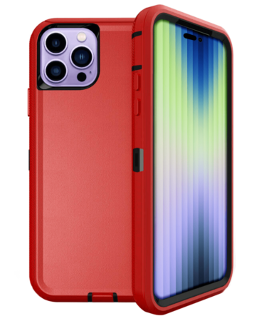 Heavy Duty Case for iPhone 14 Pro Max (RED & BLACK) (Only Ground Shipping)