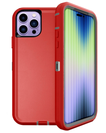 Heavy Duty Case for iPhone 14 Pro Max (RED & GRAY) (Only Ground Shipping)