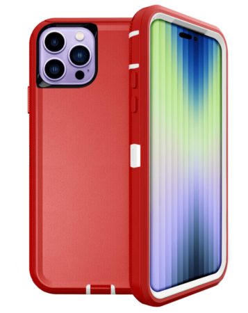 Heavy Duty Case for iPhone 14 Pro Max (RED & WHITE) (Only Ground Shipping)