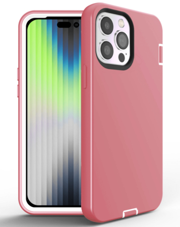 Silicone Design Heavy Duty Case - PINK for iPhone 14 Pro Max (Only Ground Shipping)