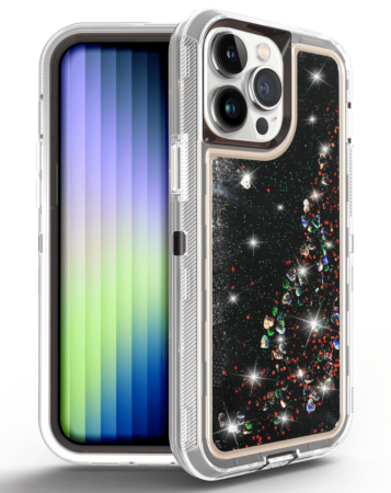 Protective Glitter Liquid Bumper Case - BLACK for iPhone 14 Pro (Only Ground Shipping)