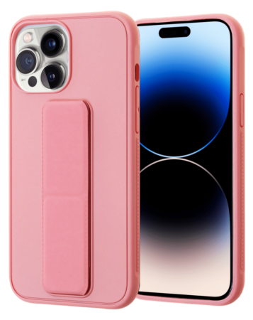 Hand Strap Vertical Magnetic Kickstand Case - PINK for iPhone 14 Pro (Only Ground Shipping)