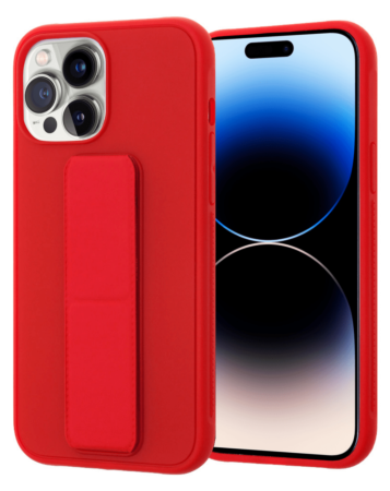 Hand Strap Vertical Magnetic Kickstand Case - RED for iPhone 14 Pro Max (Only Ground Shipping)