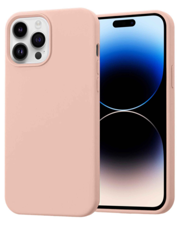 Soft Solid Silicone Case (Full Buttom Cover) - POWDER PINK for iPhone 14 Pro Max (Only Ground Shipping)
