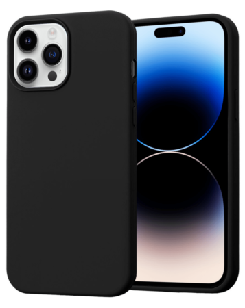 Soft Solid Silicone Case (Full Buttom Cover) - BLACK for iPhone 14 Pro Max (Only Ground Shipping)