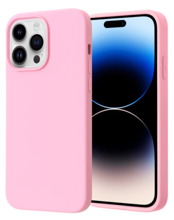 Soft Solid Silicone Case (Full Buttom Cover) - LIGHT PINK for iPhone 14 Pro Max (Only Ground Shipping)