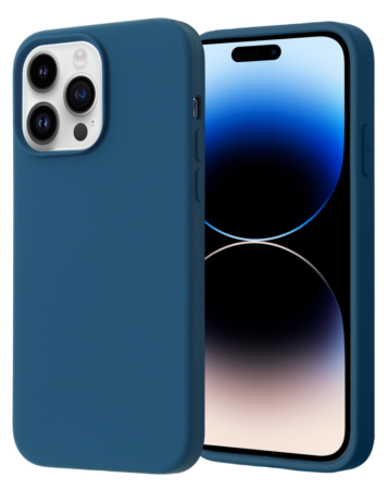 Soft Solid Silicone Case (Full Buttom Cover) - NAVY BLUE for iPhone 14 Pro Max (Only Ground Shipping)