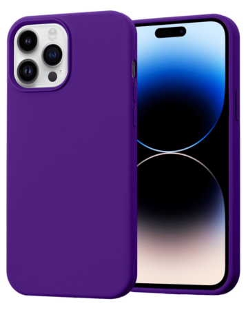 Soft Solid Silicone Case (Full Buttom Cover) - PURPLE for iPhone 14 Pro Max (Only Ground Shipping)