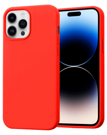 Soft Solid Silicone Case (Full Buttom Cover) - RED for iPhone 14 Pro Max (Only Ground Shipping)