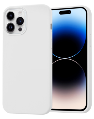 Soft Solid Silicone Case (Full Buttom Cover) - WHITE for iPhone 14 Pro Max (Only Ground Shipping)