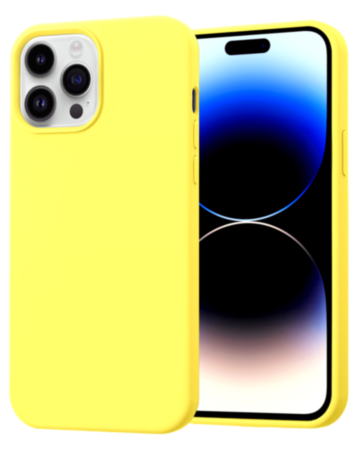 Soft Solid Silicone Case (Full Buttom Cover) - YELLOW for iPhone 14 Pro Max (Only Ground Shipping)