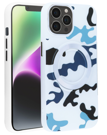 Camouflage Design Wireless Charging Case - WHITE for iPhone 14 Pro Max (Only Ground Shipping)
