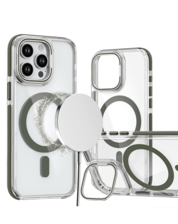 Thin Magnetic Clear Case with Camera Stand Kickstand - GRAY for iPhone 14 Pro Max (Only Ground Shipping)