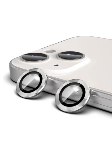 Shop the Metal Ring with HD Tempered Glass for iPhone 15 and 15 Plus in White.